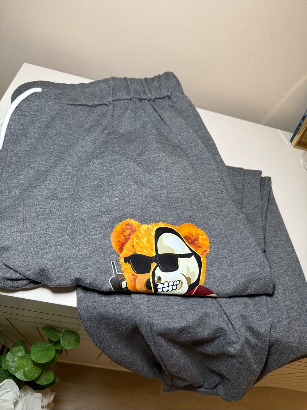 Gray Sweatpants and top set with Teddy Skull Graphic - Picture 2 of 7